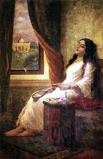 Raja Ravi Varma In Contemplation oil painting picture